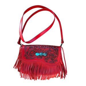 EUC - Paige Wallace Fringed Leather Purse